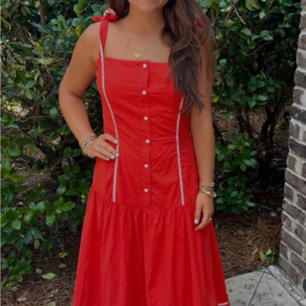 Strut & Bolt red Sleeveless Button-Down Maxi dress size medium